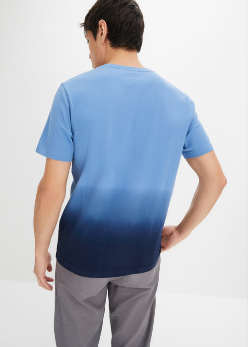 Majica s okruglim izrezom s gumbima i kratkim rukavima prelijevajućih boja od organskog pamuka