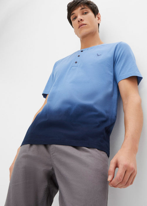 Majica s okruglim izrezom s gumbima i kratkim rukavima prelijevajućih boja od organskog pamuka