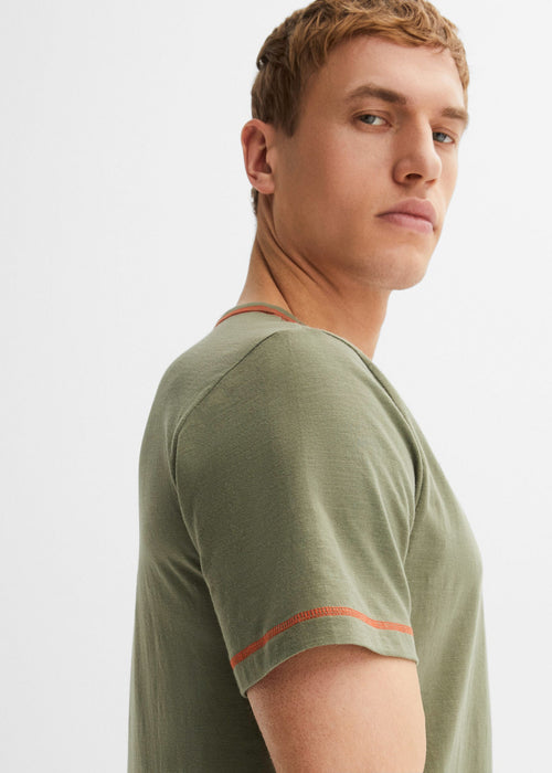 Majica s okruglim izrezom s gumbima i kratkim rukavima od organskog pamuka