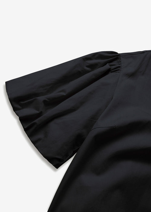 Midi haljina od tkanine s balon rukavima od organskog pamuka u dužini do koljena