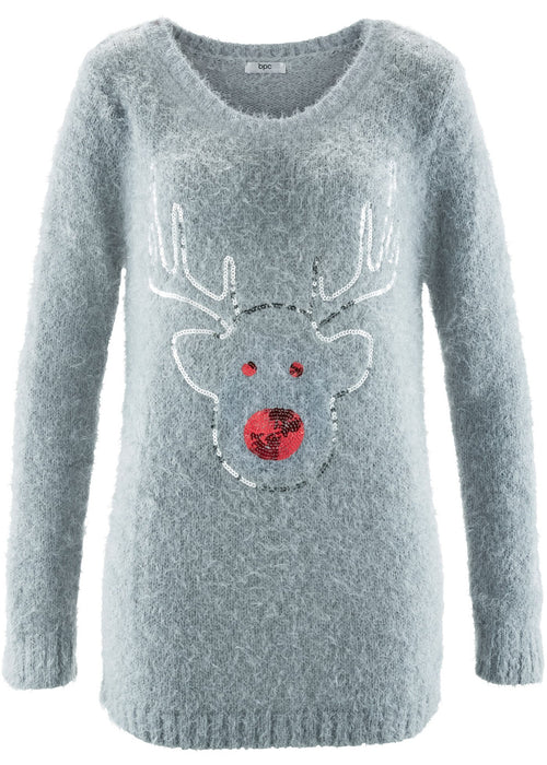Božićni pulover sa sjevernim jelenom sa šljokicama