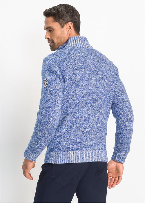 Melanž pulover s visokim ovratnikom s patentnim zatvaračem od pamuka