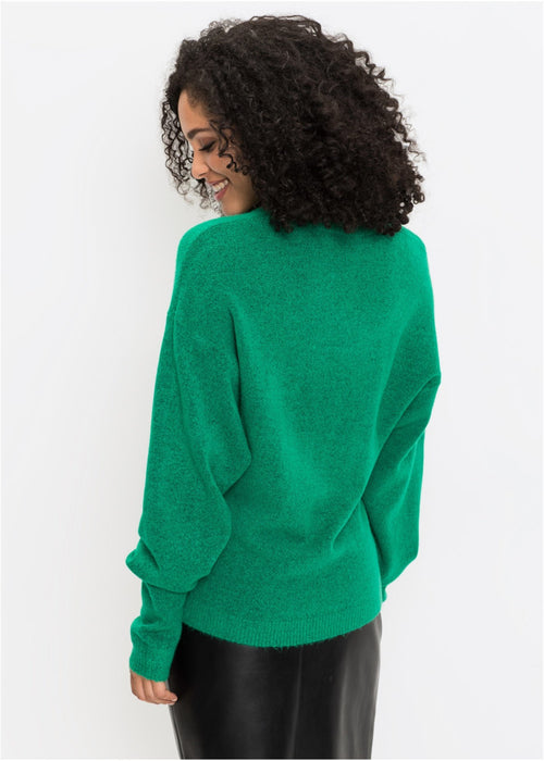 Oversize pleteni pulover oversize kroja s rupičastim uzorkom