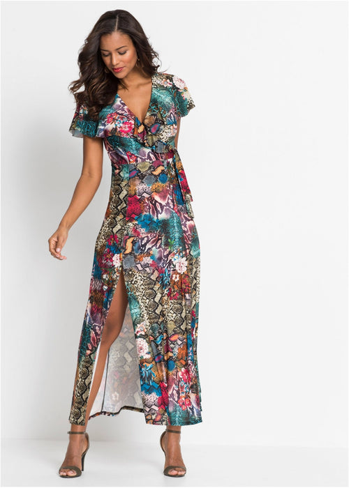 Maksi haljina sa šarenim zmijskim printom