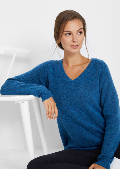 Pleteni pulover s V izrezom oversize kroja