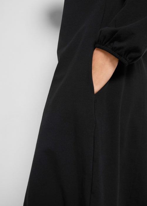 Pamučna haljina od jerseya s rastezljivom trakom u rubu i dugim rukavima