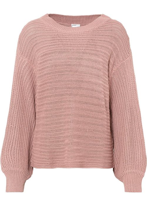Pleteni pulover oversize kroja s rupičastim uzorkom