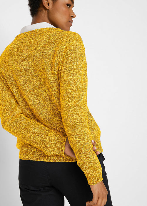 Pleteni pulover s okruglim izrezom od melanž materijala