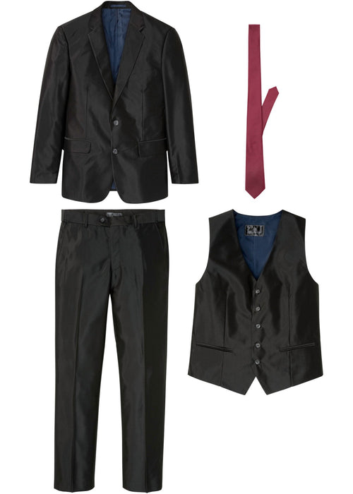 Odijelo s udobnim strukom u 4-dijelnom setu: sako, hlače, prsluk i kravata