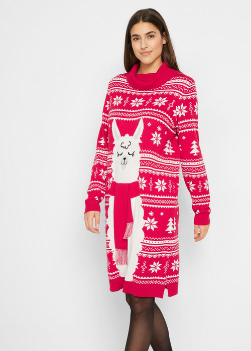 Božićna pletena haljina sa životinjskim motivom