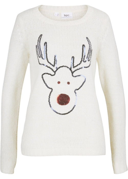 Božićni pulover sa sjevernim jelenom sa šljokicama