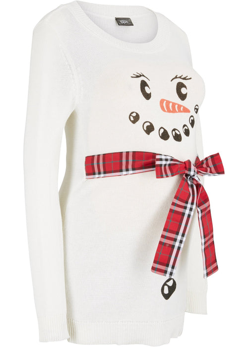 Pulover za trudnice s našivenim remenom i božićnim motivom