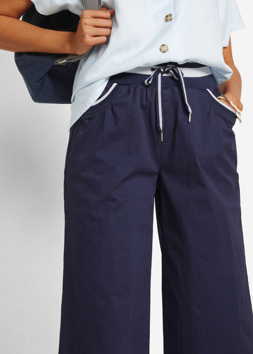 Pamučne mekane culotte hlače s udobnim strukom