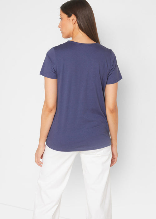 T-shirt majica s V izrezom i uzorkom