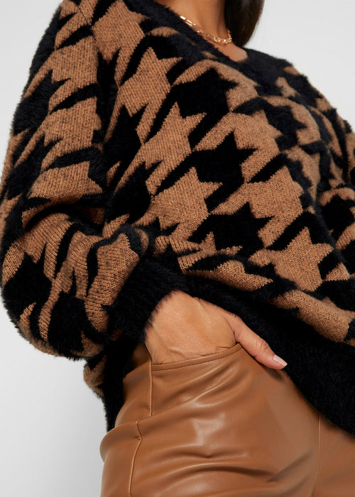 Pulover sa žakard uzorkom s udjelom vune