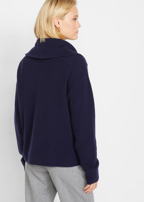 Vuneni pulover s visokim ovratnikom s patentnim zatvaračem s udjelom kašmira prema Good Cashmere Standard®-u
