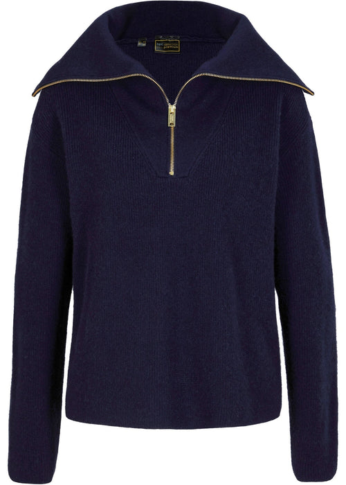 Vuneni pulover s visokim ovratnikom s patentnim zatvaračem s udjelom kašmira prema Good Cashmere Standard®-u