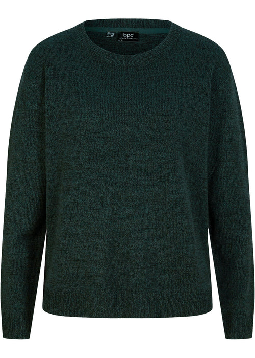 Pleteni pulover s okruglim izrezom od melanž materijala