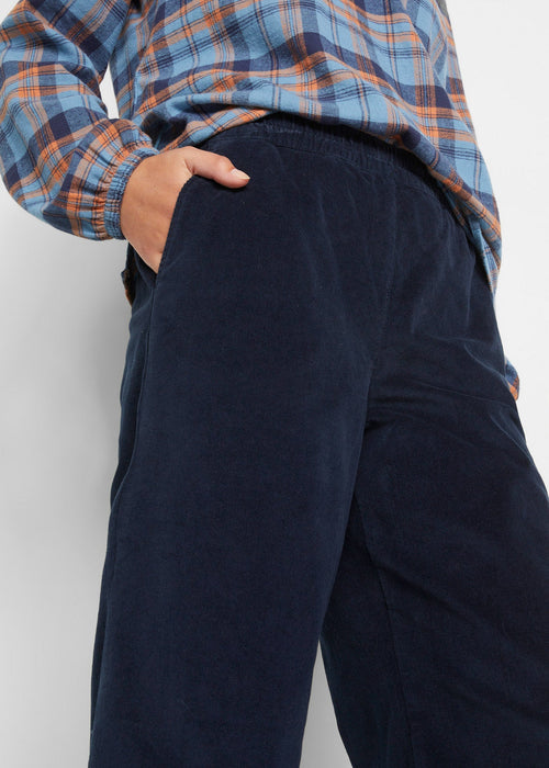 Široke hlače od samta s udobnim strukom bez kopčanja