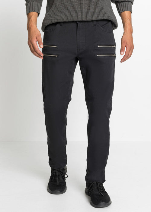 Klasične stretch hlače s ukrasnim džepovima s patentnim zatvaračem i uskim rubom