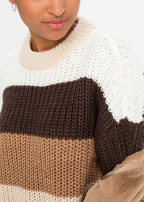 Prugasti grubo pleteni pulover