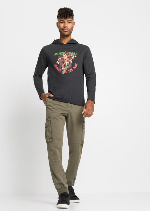 Muška majica s kapuljačom, dugim rukavima i božićnim motivom