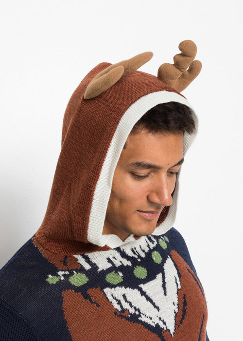 Muški pulover s kapuljačom i božićnim motivom od recikliranog poliestera
