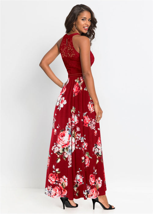 Ljetna maksi haljina s cvjetnim uzorkom i čipkom