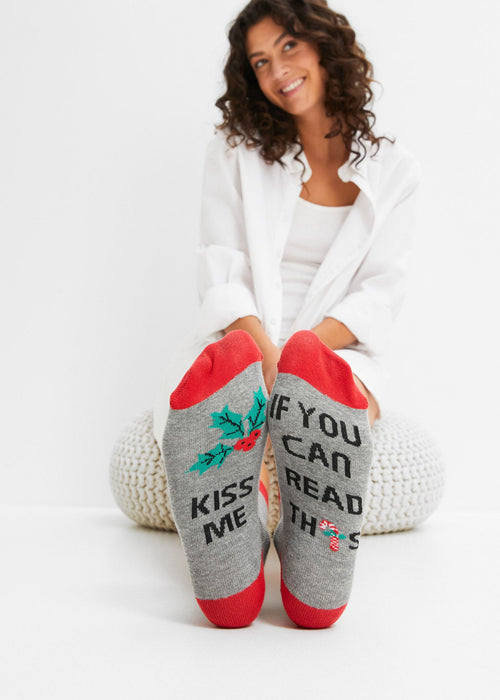 Božićne čarape s natpisom na potplatu i organskim pamukom (4 para)