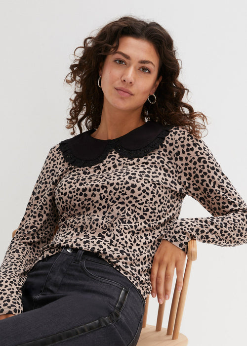 Majica s leopard uzorkom i kragnom