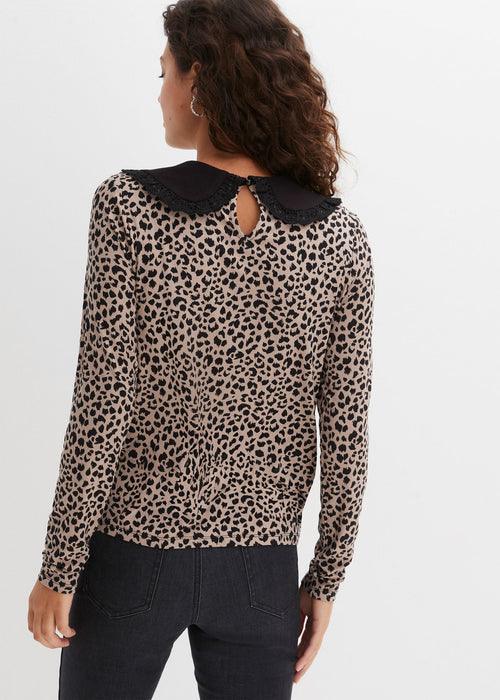Majica s leopard uzorkom i kragnom