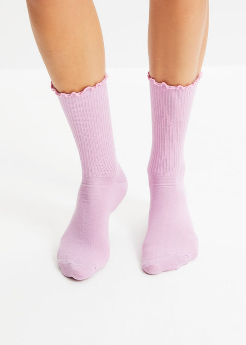 Rebraste čarape s naborima na rubu i organskim pamukom (4 para)