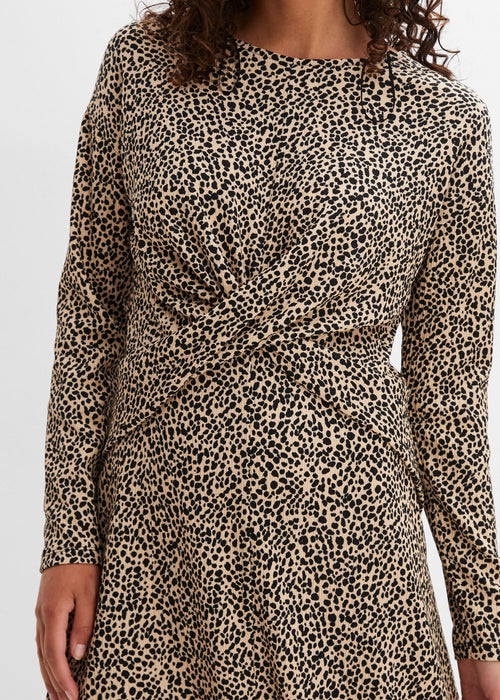 Haljina s leopard uzorkom od jerseya s čvorom