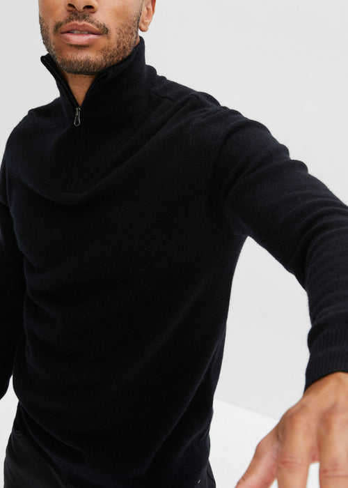 Vuneni pulover s udjelom kašmira prema Good Cashmere Standard®-u s visokim ovratnikom s patentnim zatvaračem iz kolekcije Premium