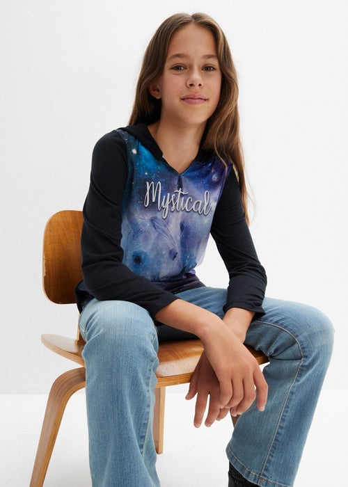 Majica s kapuljačom i dugim rukavima s fotografskim tiskom za djevojčice