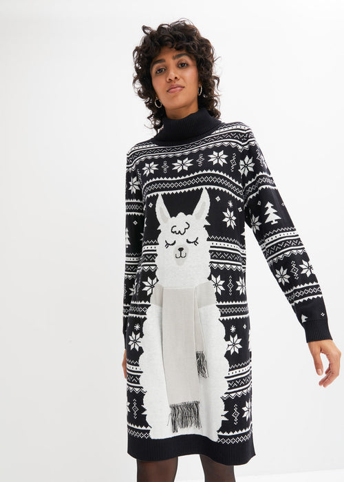 Božićna pletena haljina sa životinjskim motivom