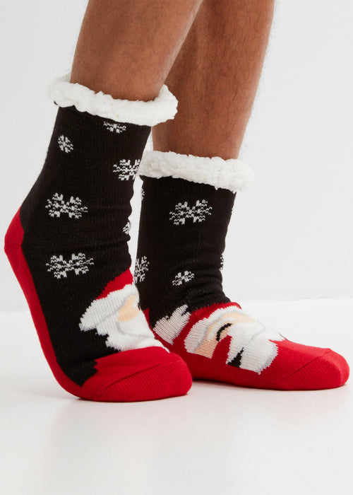 Mekane čarape s teddy podstavom i božićnim motivom