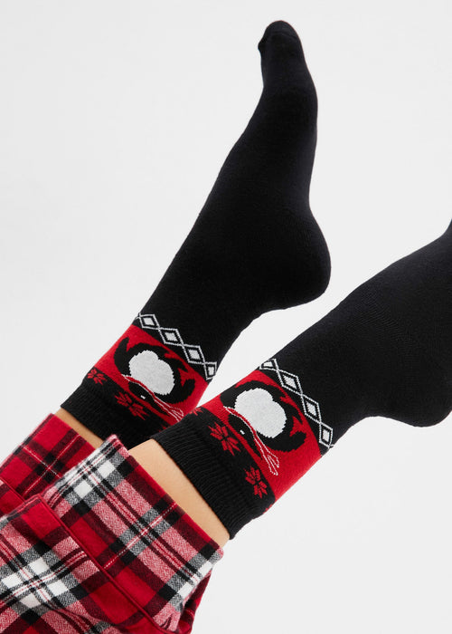 Zimske čarape s mekanu unutrašnjošću od frotira, mašnom od satena i božićnim motivom (3 para)