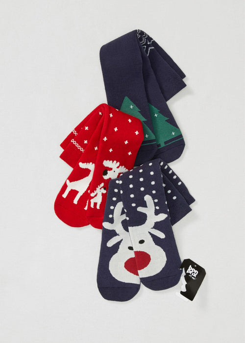 Zimske čarape s mekanu unutrašnjošću od frotira s božićnim motivom (3 para)