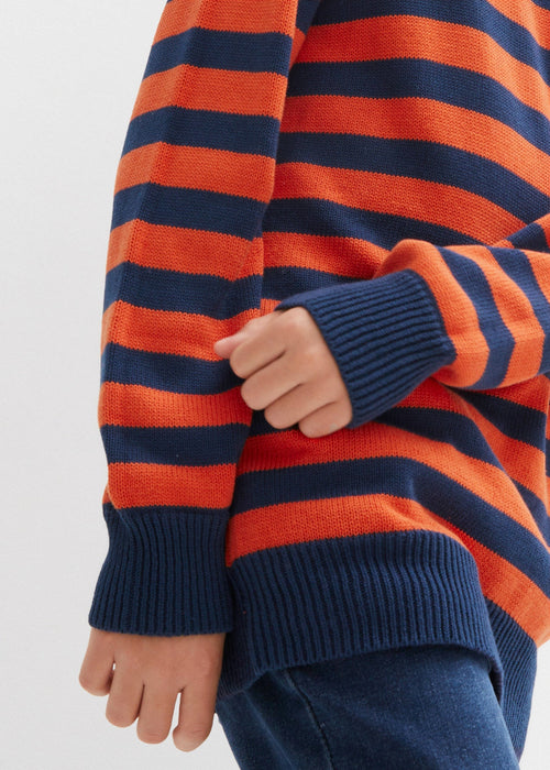 Pamučni pleteni pulover s prugama za dječake