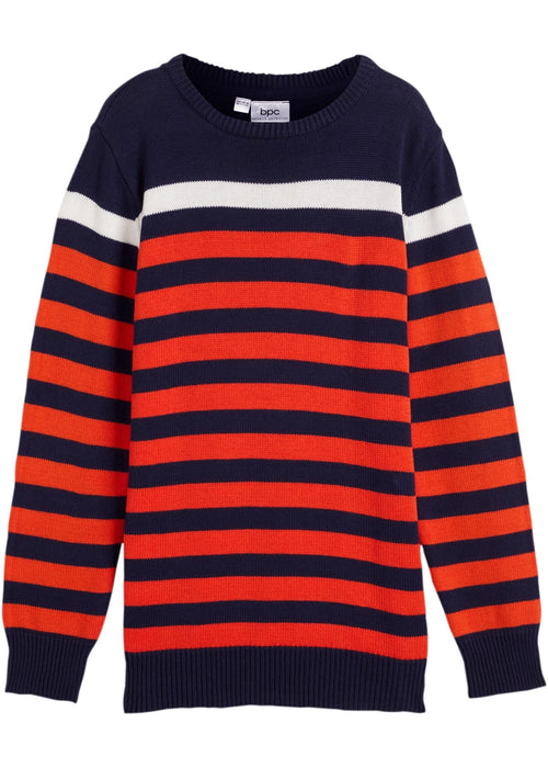 Pamučni pleteni pulover s prugama za dječake