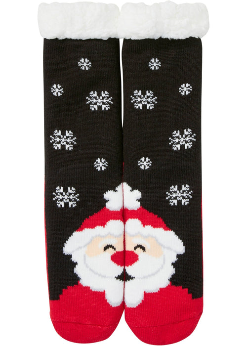 Mekane čarape s teddy podstavom i božićnim motivom