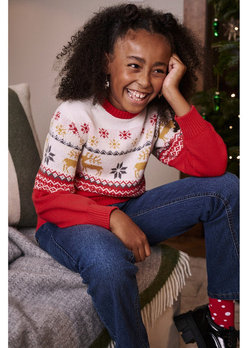 Dječji pleteni pulover s božićnim motivom