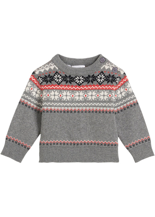 Pamučni pleteni pulover s nordijskim uzorkom za bebe