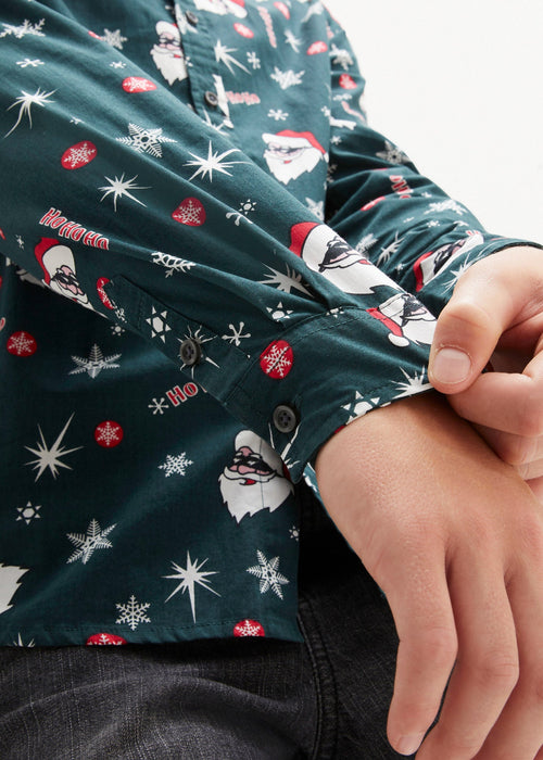 Košulja s dugim rukavima s božićnim motivom uskog kroja za dječake