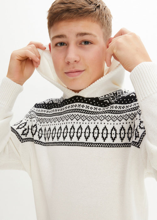 Pleteni pulover s kapuljačom za dječake
