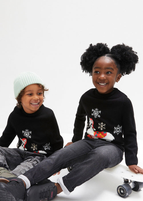 Dječji pleteni pulover s božićnim motivom