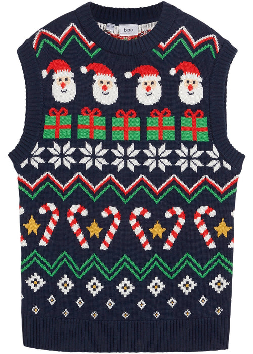 Dječji pleteni pulover bez rukava s božićnim motivom