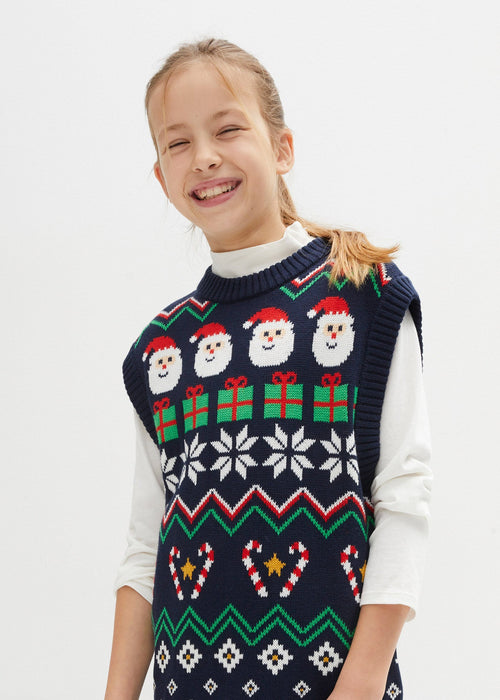 Dječji pleteni pulover bez rukava s božićnim motivom