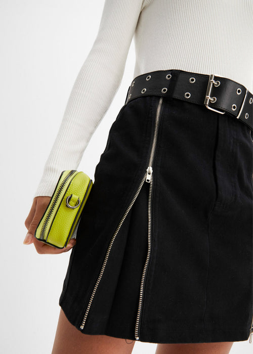 Mini suknja s ukrasnim patentnim zatvaračem i remenom